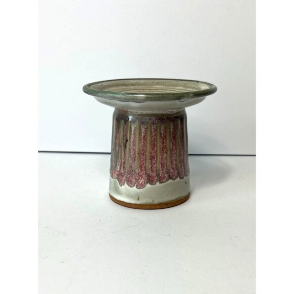 Studio Pottery Rustic Candle Holder Pillar Or Taper Candles 4.5" H 5" W Handmade - Picture 5 of 8